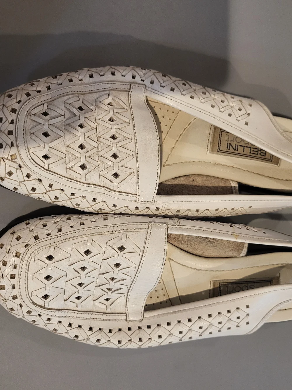 Bellini Breeze White Leather Woven Slingback Flats 7.5W